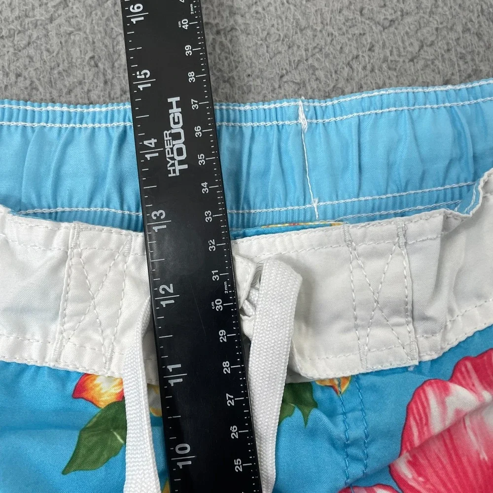Ocean Pacific OP Swim Trunks Men XL Blue Floral Hibiscus Lined Beach Surf